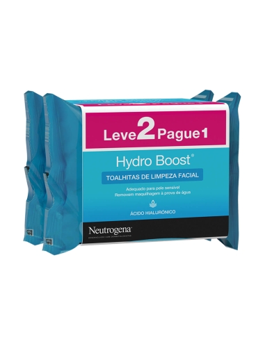 Neutrogena Duo Hydro Boost Toalhitas de Limpeza Facial 25 Unidades