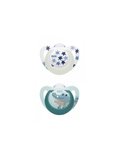 NUK Star Day and Night Chupeta Silicone 6-18M x2