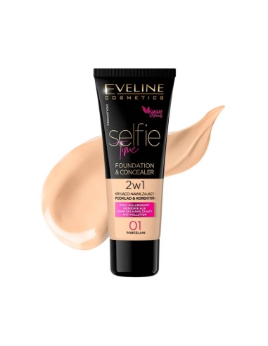 Eveline Cosmetics Selfie Time Foundation and Concealer 2in1 01 Porcelain 30ml
