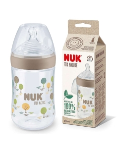 Nuk for Nature Biberão Tetina Silicone M Cinzento 260ml