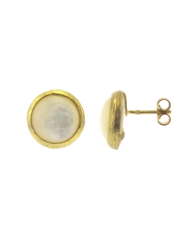 MRio Spirit Brincos Prata Dourada Com Meia Pérola