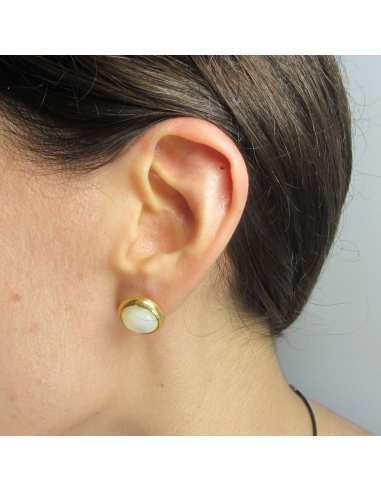 MRio Spirit Brincos Prata Dourada Com Meia Pérola