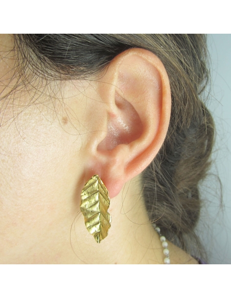 MRio Spirit Brincos Prata Dourada Folhas