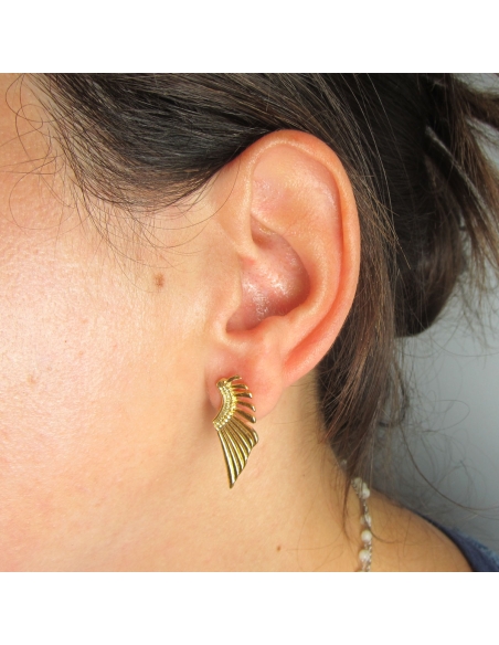 MRIO Inca Brincos Asa Prata Dourada