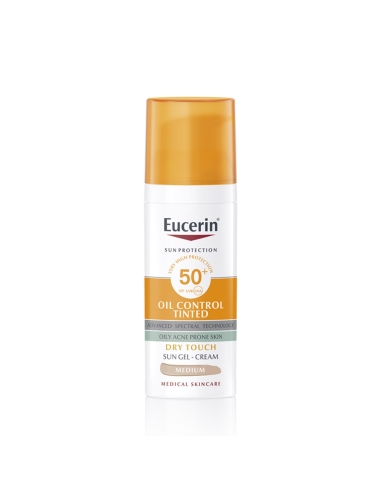 Eucerin Sun Oil Control Tinted Gel-Creme Toque Seco Médio SPF50+ 50ml