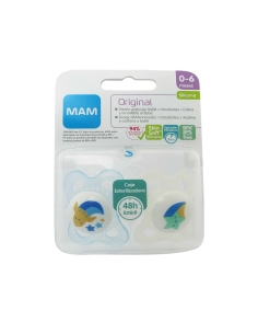 Mam Original Chupeta Silicone 0-6m Azul 2 Unidades