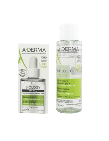 A-Derma Biology Hyalu Sérum 30ml e Biology Água Micelar 100ml