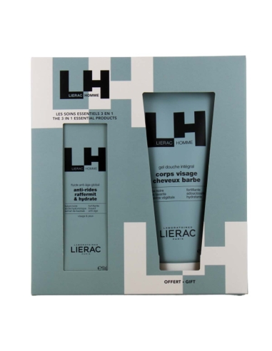 Lierac Homme Pack Fluido Antienvelhecimento Global 50ml e Gel de Duche Integral 200ml