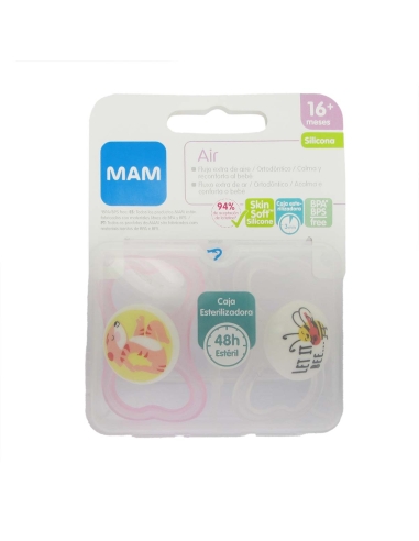 Mam Chupeta Air Silicone +16m Rosa 2un