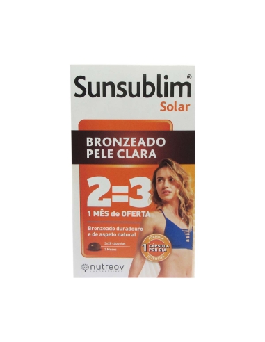 Nutreov Trio Sunsublim Bronzeado Pele Clara 28 Cápsulas