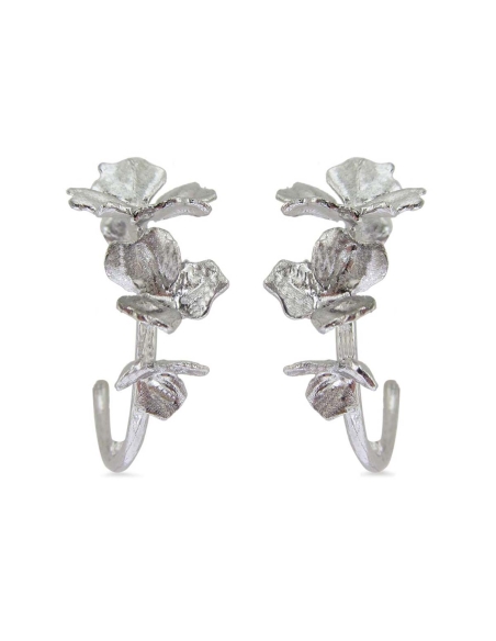 MRio Spirit Brincos Prata Argolas 3 Flores