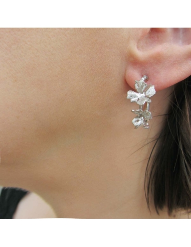 MRio Spirit Brincos Prata Argolas 3 Flores