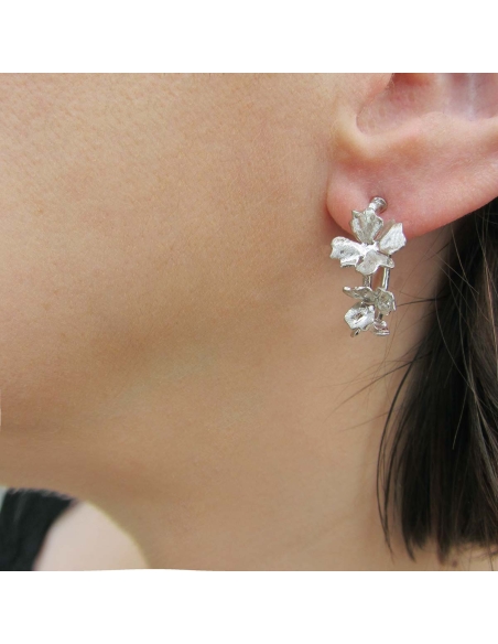 MRio Spirit Brincos Prata Argolas 3 Flores