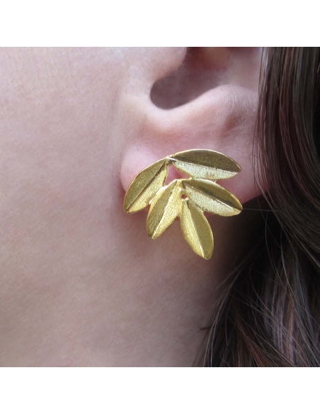 MRio Spirit Brincos Folhas Prata Dourada