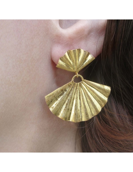 MRio Inca Brincos Prata Leque Grande