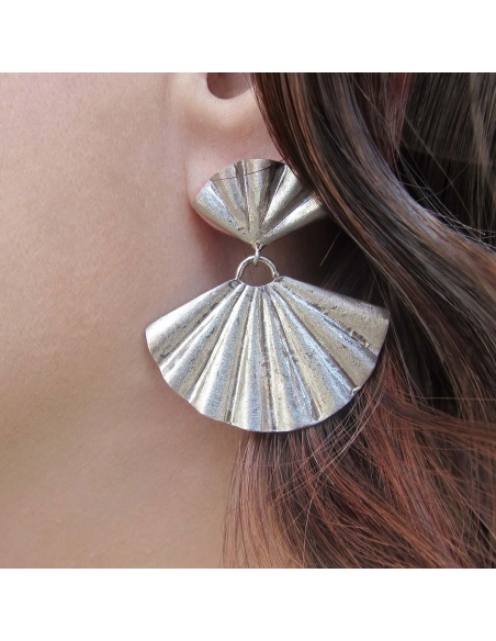MRio Inca Brincos Prata Leque Grande