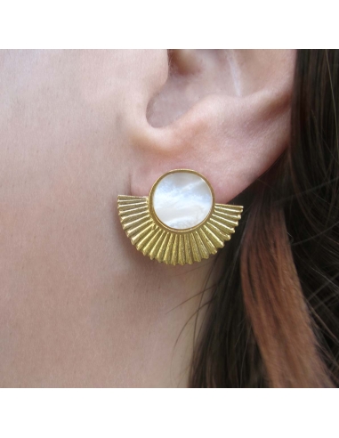 MRIO Inca Brincos Coroa Ondulada e Madre Pérola...