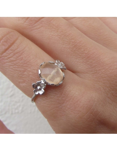 MRIO Classic Anel Ajustável Prata Pedra Bege e...