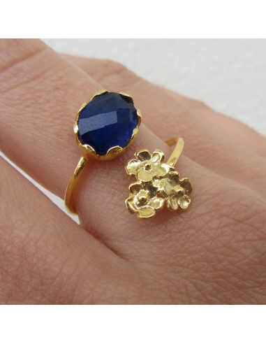 MRIO Classic Anel Ajustável Prata Dourada Pedra...