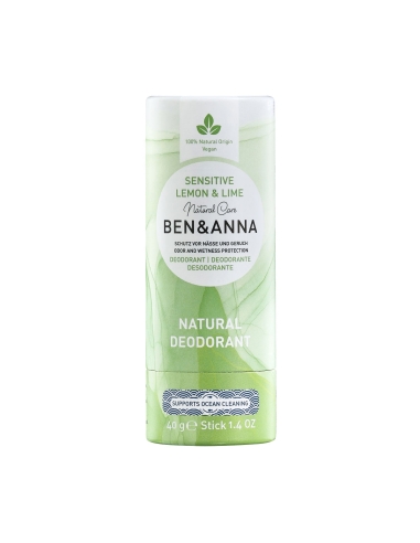 Ben Anna Desodorizante Natural Sensitive Lima e Limão Stick Tubo Papel 40g