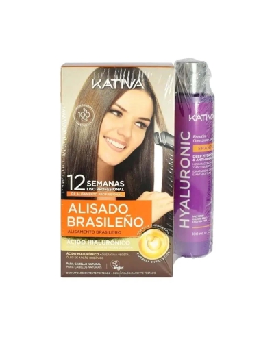 Kativa Pack Kit Alisamento Brasileiro com Ácido Hialurónico e Champô Hyaluronic