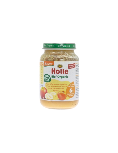 Holle Bio Boião Puré de Maçã, Banana, Alperce 6M 190g