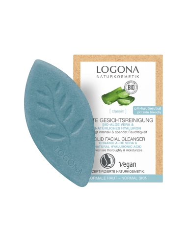 Logona Limpeza Facial Sólido com Aloé Vera e Ácido Hialurónico Natural 60g