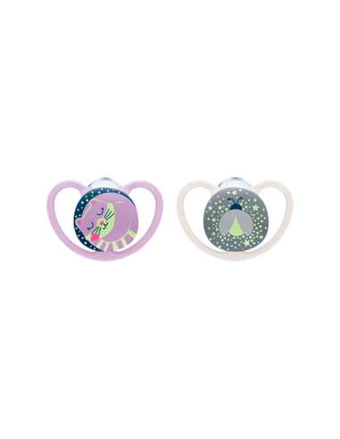 NUK Space Night Chupeta Silicone 6-18M x2