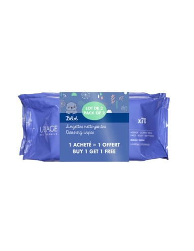 Uriage Bebé 1ère Pack Toalhetes de Água de Limpeza 2x 70unidades
