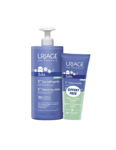 Uriage Pack Bébé 1ª Água de Limpeza 1000ml e 1º Creme Lavante 200ml
