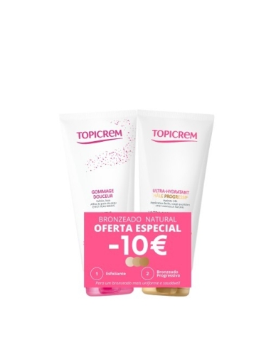 Topicrem Pack Ultra Hidratante Bronzeado Progressivo 200ml e Esfoliante Suave 200ml