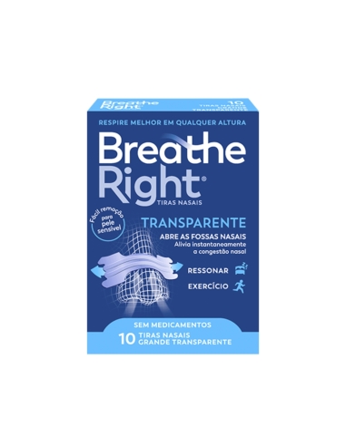 Breathe Right Tiras Nasais Transparentes Grandes x 10
