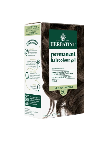 Herbatint Gel Colorante Capilar Permanente 5C Castanho Claro Cinza 170ml