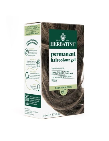 Herbatint Gel Colorante Capilar Permanente 6C Louro Escuro Cinza 170ml