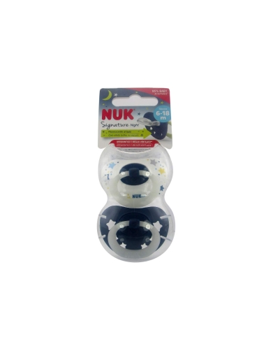 NUK Signature Night Chupeta Silicone 6-18m x2