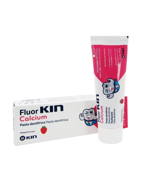 Kin Flúor Cálcio Pasta Dentes Morango 75ml