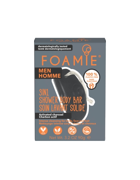Foamie Barra de Limpeza para Homem com Carvão Ativado 3 em 1 90g