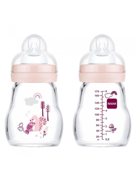 Mam Biberão de Vidro Feel Good Rosa 0m 170ml