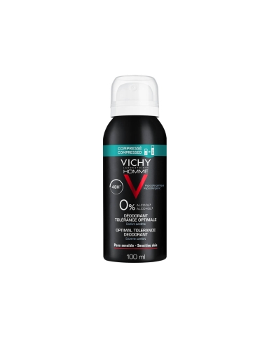 Vichy Homme Desodorizante Tolerância òtima 48h 0% Álcool 100ml