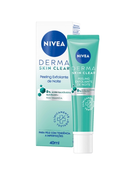 Nivea Derma Skin Clear Peeling Exfoliante de Noite Rosto Anti-Imperfeições 40ml