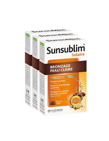 Nutreov Trio Sunsublim Bronzeado Pele Clara 28 Cápsulas