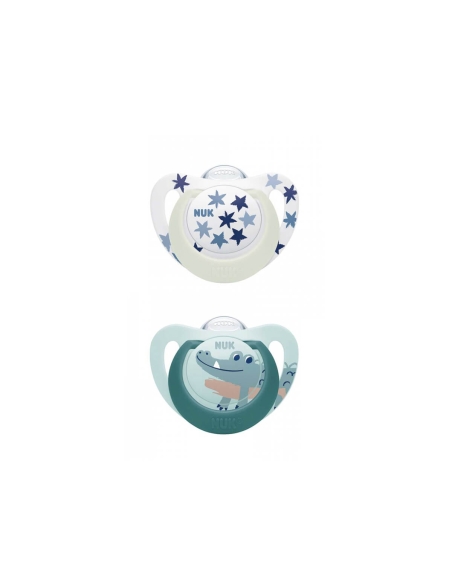 NUK Star Day and Night Chupeta Silicone 6-18M x2