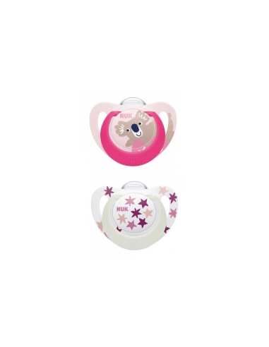 NUK Star Day and Night Chupeta Silicone 6-18M x2