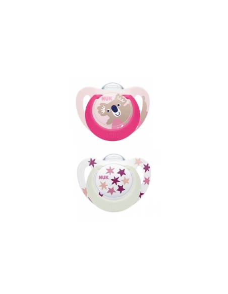 NUK Star Day and Night Chupeta Silicone 6-18M x2