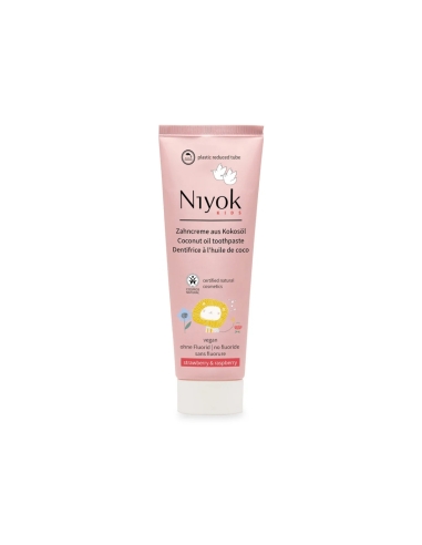 Niyok Dentifrico Natural de Oleo de Coco Criança Morango e Framboesa 75ml