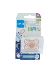 Mam Chupeta Perfect Night Silicone 0m Rosa 1 unidade