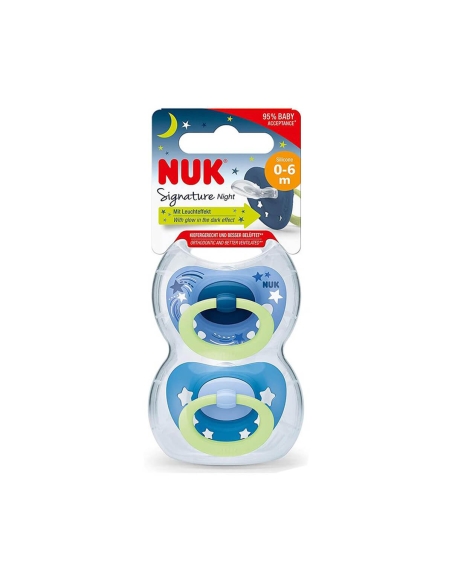 NUK Signature Night Chupeta Silicone 0-6m x2