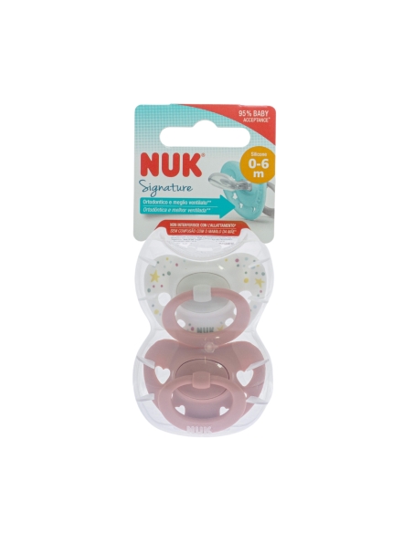 NUK Signature Chupeta Silicone 0-6m x2