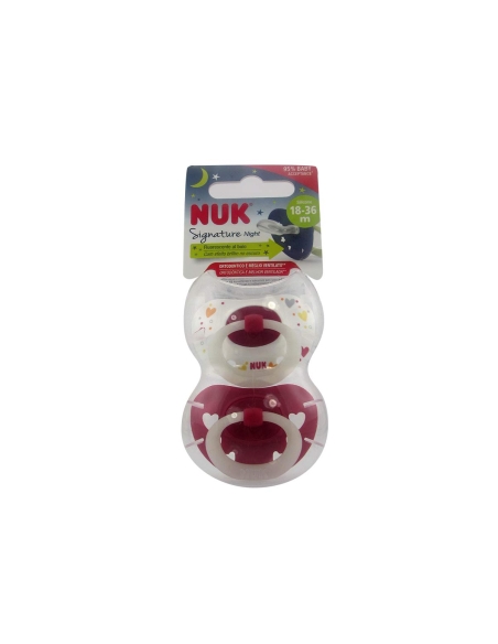 NUK Signature Night Chupeta Silicone 18-36m x2