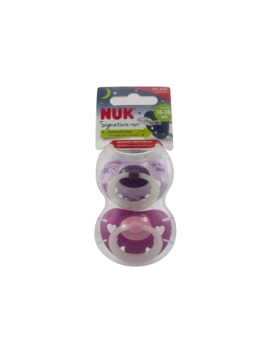 NUK Signature Night Chupeta Silicone 18-36m x2